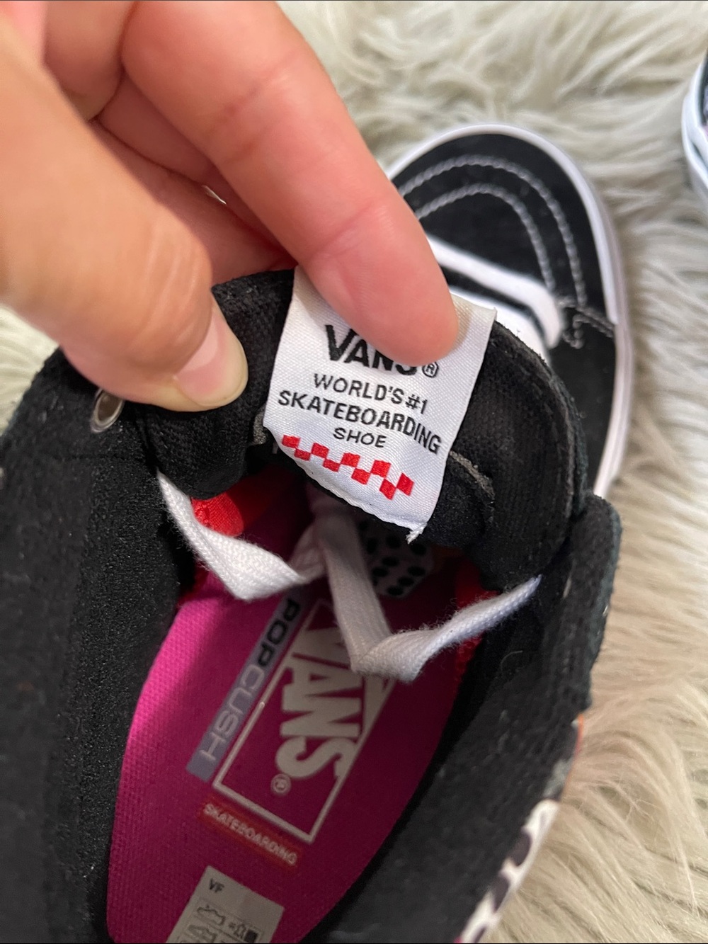 Vans Pink & Black High-Top Sneakers with Dice Flame Print - Picture 5 of 5